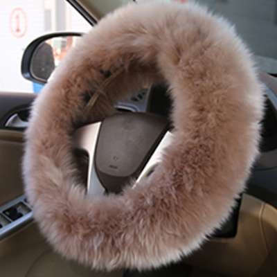 New Hot Sell Sheep Wool Pink Fur Skid Resistance Fur Car Steering Wheel Cover